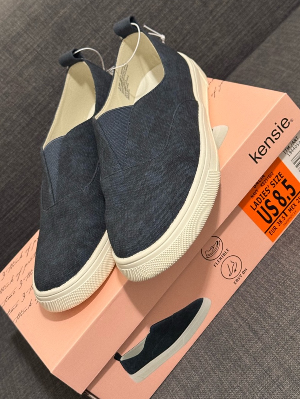 Kensie Men's Navy Slip-On Canvas Sneakers with White Sole